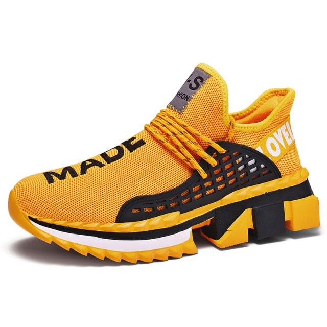 New Stylish Sports Shoes Lightweight Men Sneakers Breathable Thick Sole Running Shoes for Men Comfortable Yellow Shoes Size39-47