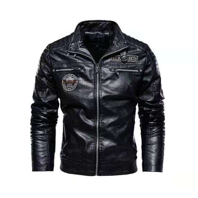 Men's leather jacket 2021 new men's PU jacket European and American motorcycle jacket modern tough guy plus fur coat man