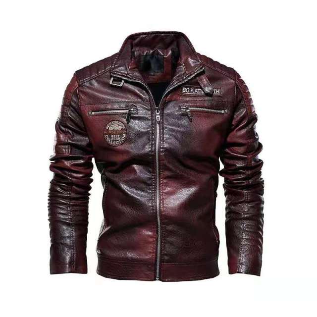 Men's leather jacket 2021 new men's PU jacket European and American motorcycle jacket modern tough guy plus fur coat man